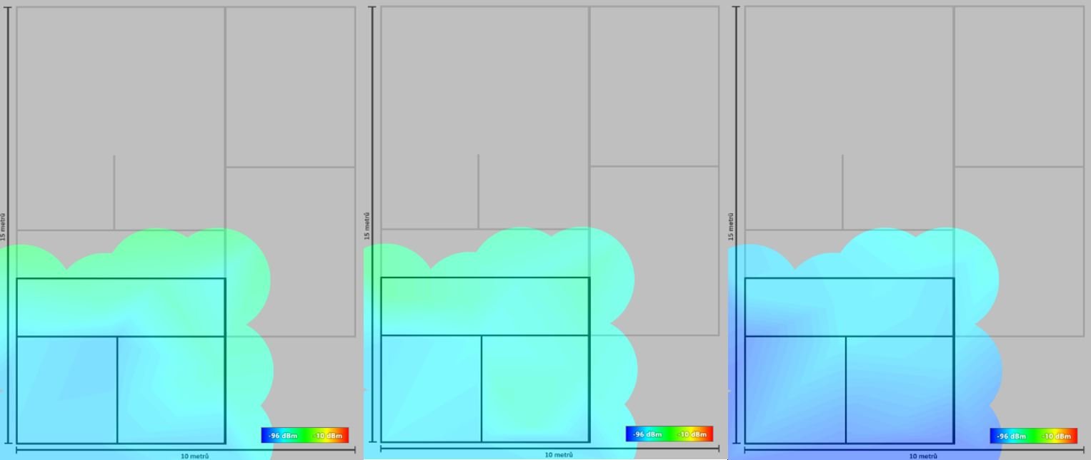 Mapy intenzity Wi-Fi signálu ve 2. patře kanceláře