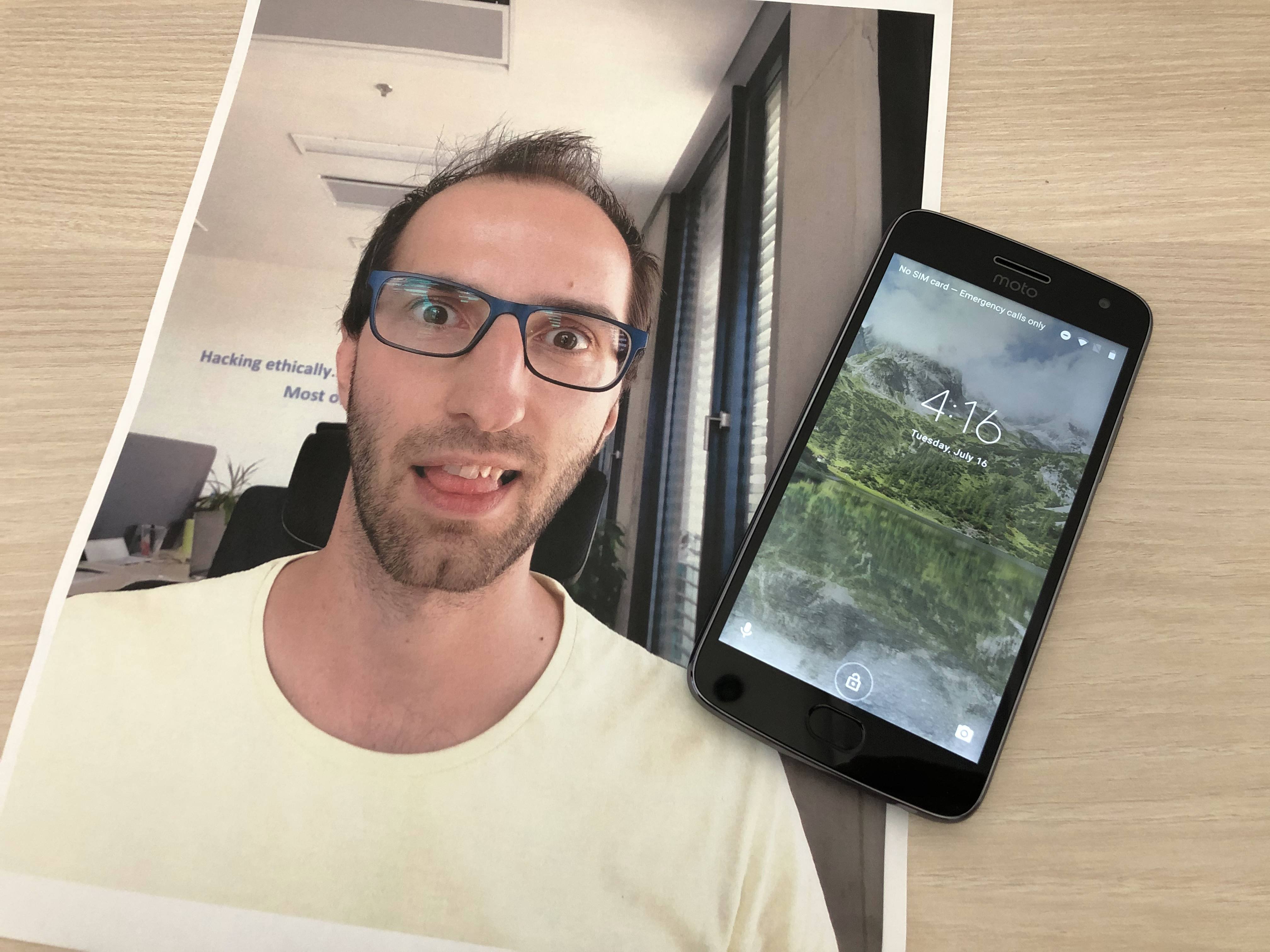 Unlocking the phone with printed photograph Unlocking the phone with printed photograph
