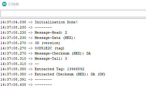 RFID Arduino Serial Monitor