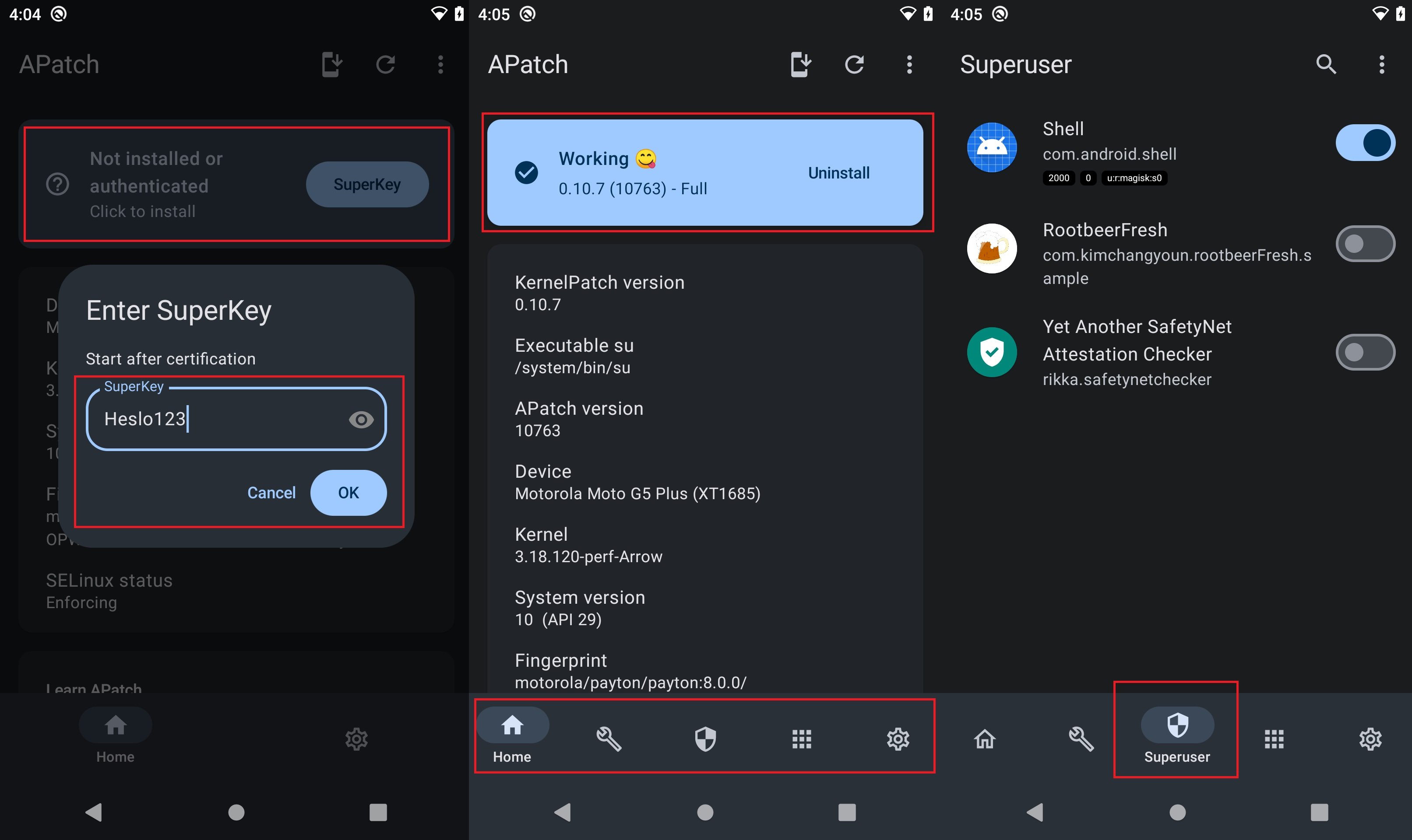 Finální kroky v aplikaci APatch Finální kroky v aplikaci APatch