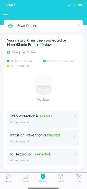 Stav sítě v HomeShield Stav sítě v HomeShield