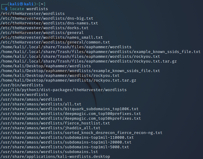 Slovníky v Kali Linux Slovníky v Kali Linux