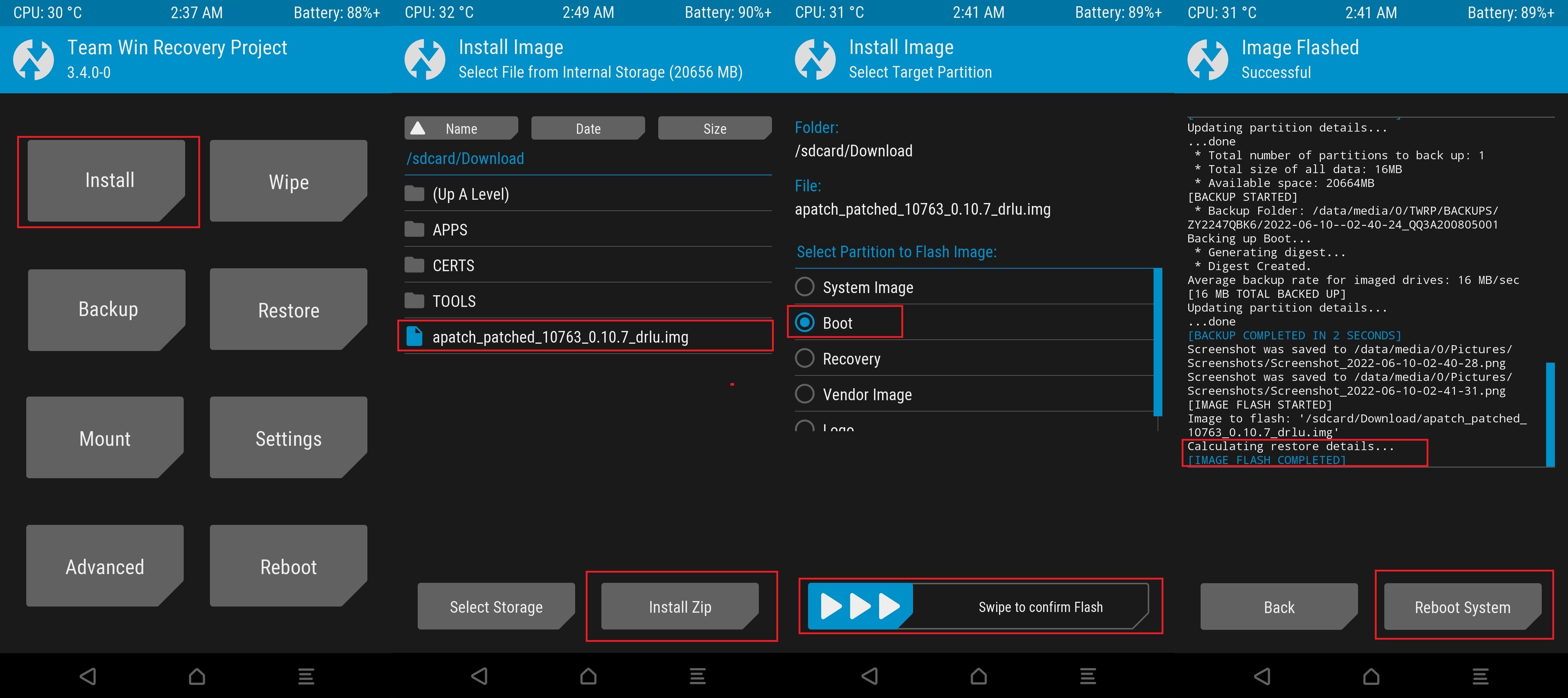 Flash kroky v Custom Recovery TWRP Flash kroky v Custom Recovery TWRP