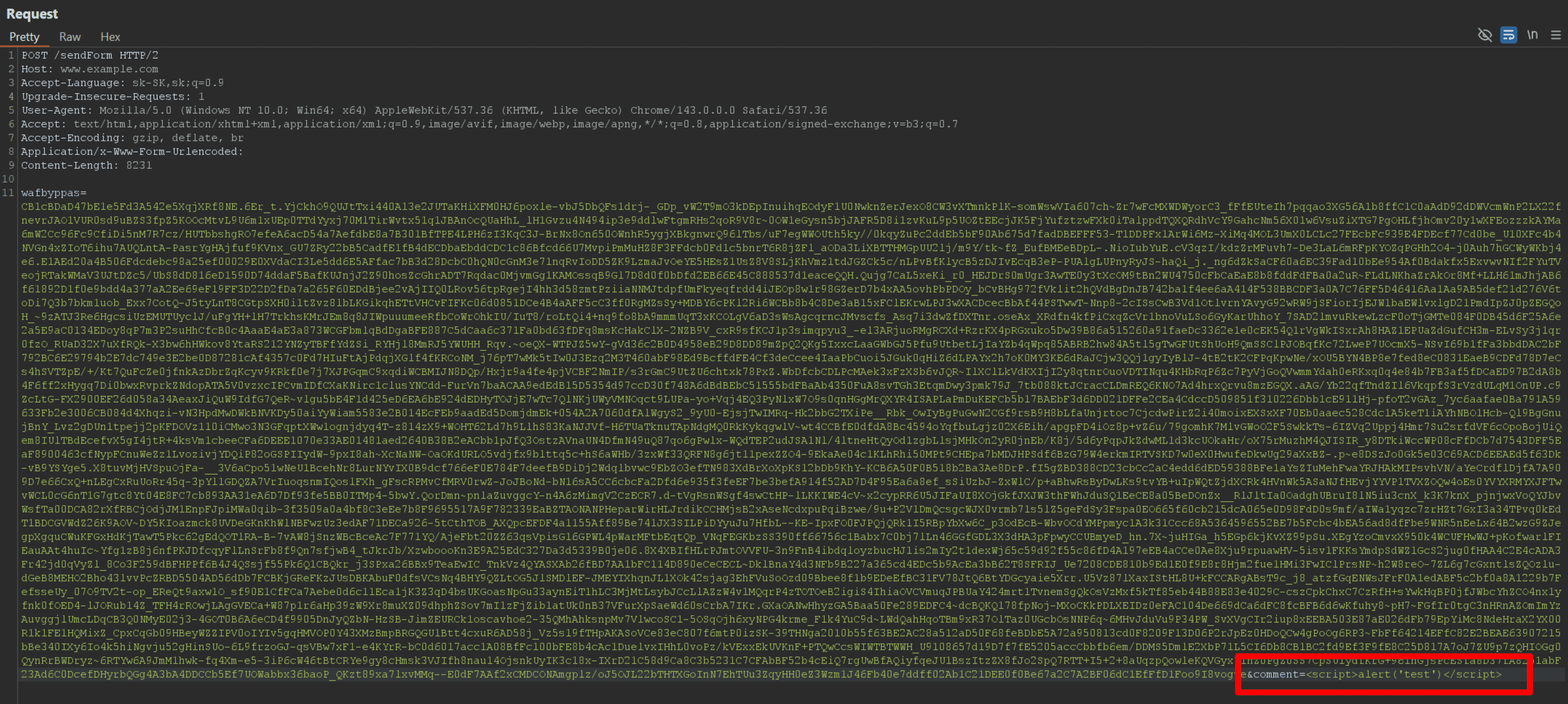 Príklad vloženia veľkého množstva vyplňujúcich dát